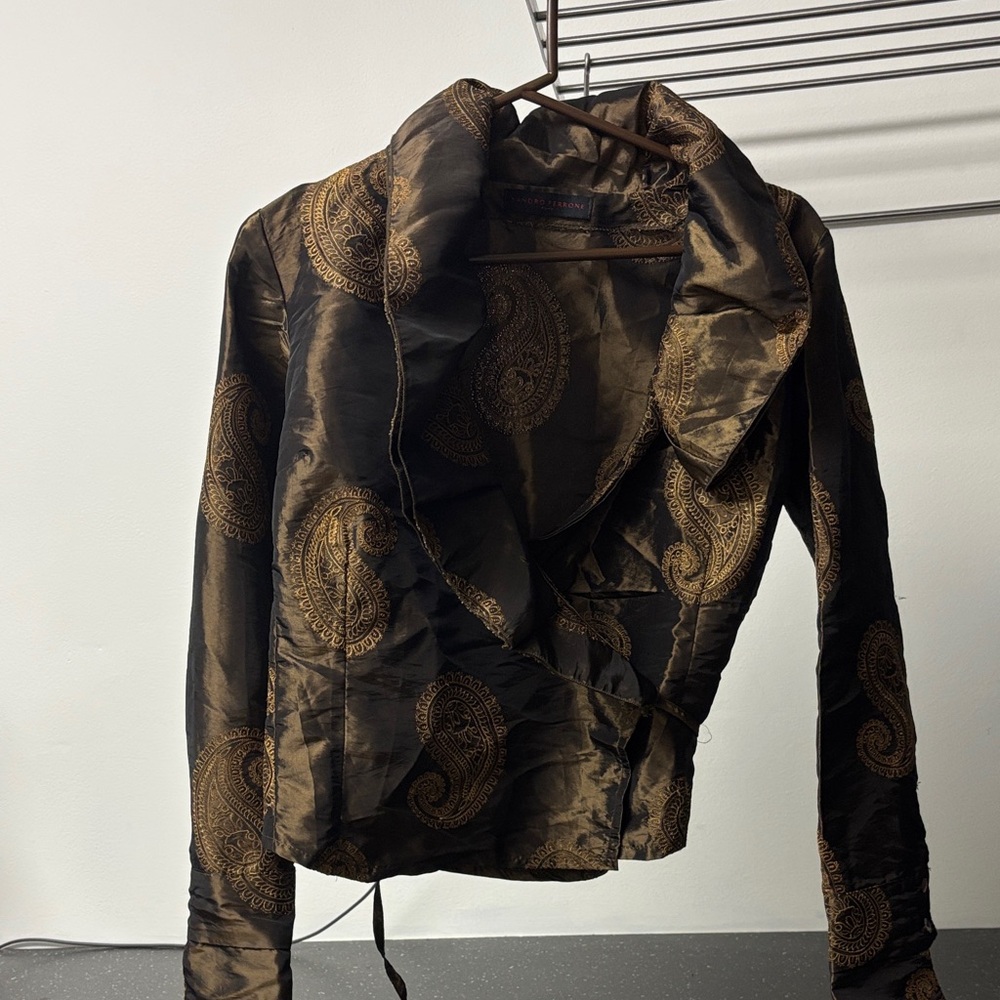 Luxurious Black and Gold Paisley Women's Blazer